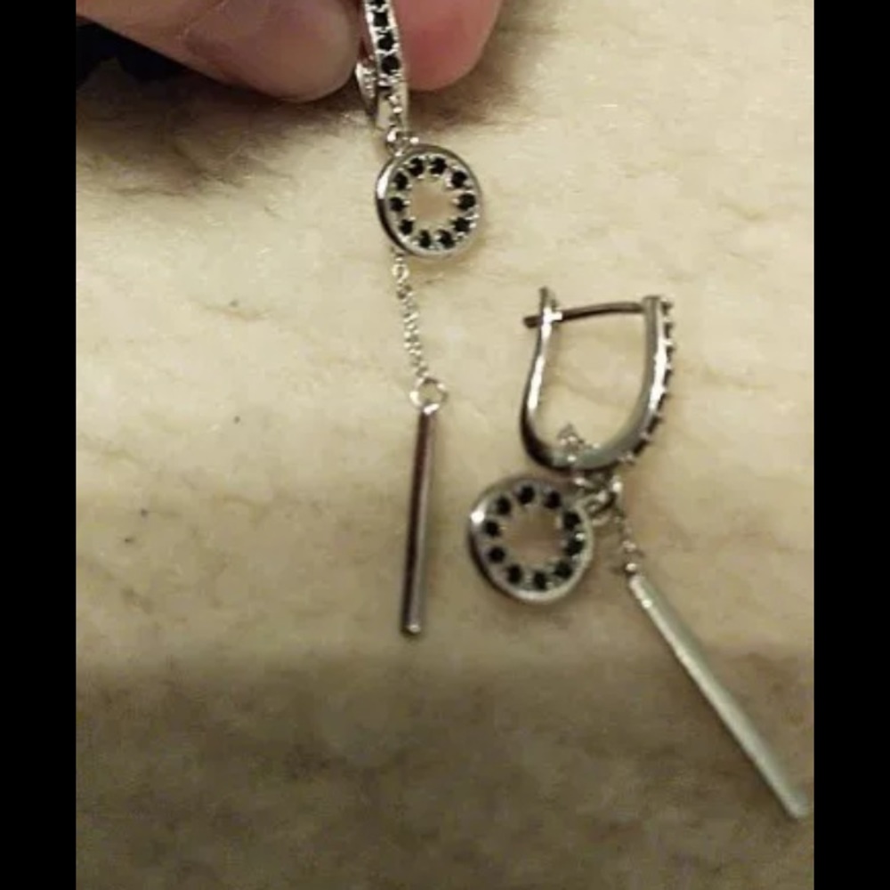 - Pure Silver Black Swarovski Elements Earrings S… - image 6